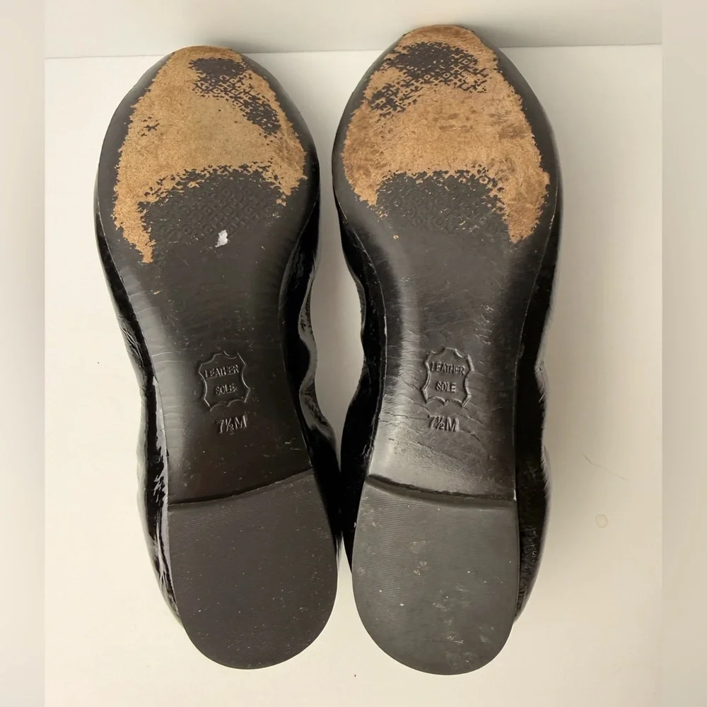 Tory Burch Jolie‎ Leather Ballet Flats Black Size 7.5
